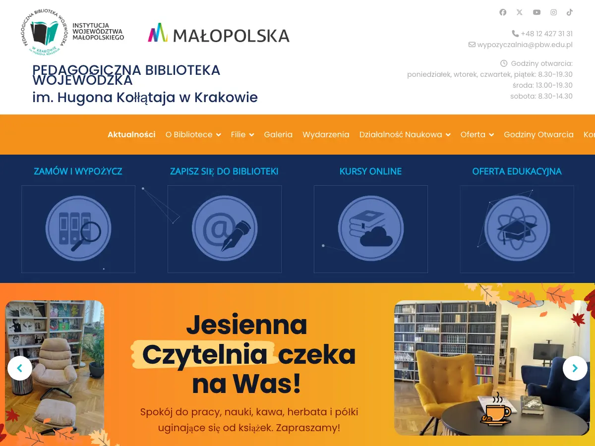 Pedagogiczna Biblioteka Wojewódzka im. Hugona Kołłątaja w Krakowie's website