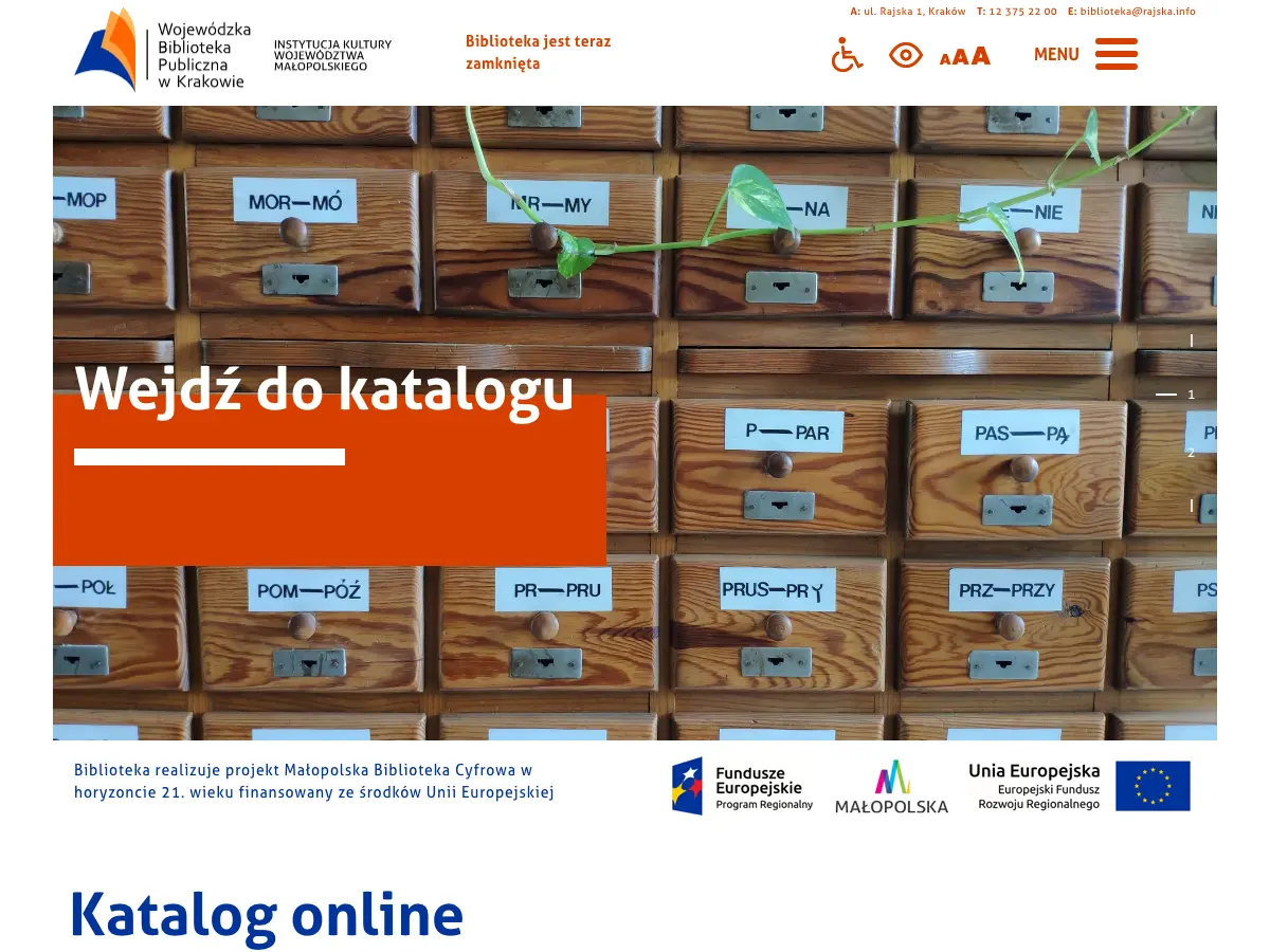 Wojewódzka Biblioteka Publiczna w Krakowie's website