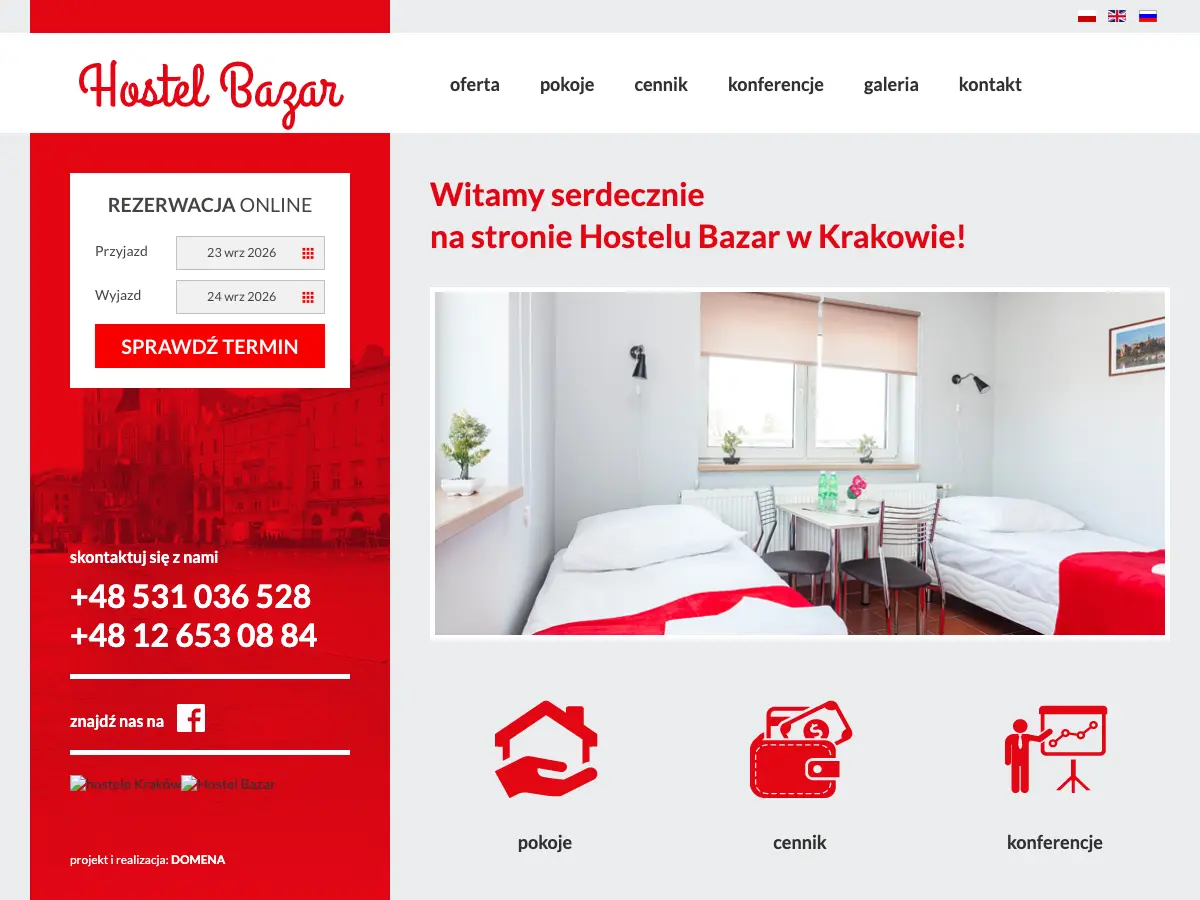 Hostel Bazar's website