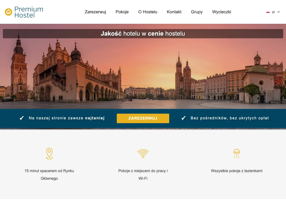 Premium Hostel's website