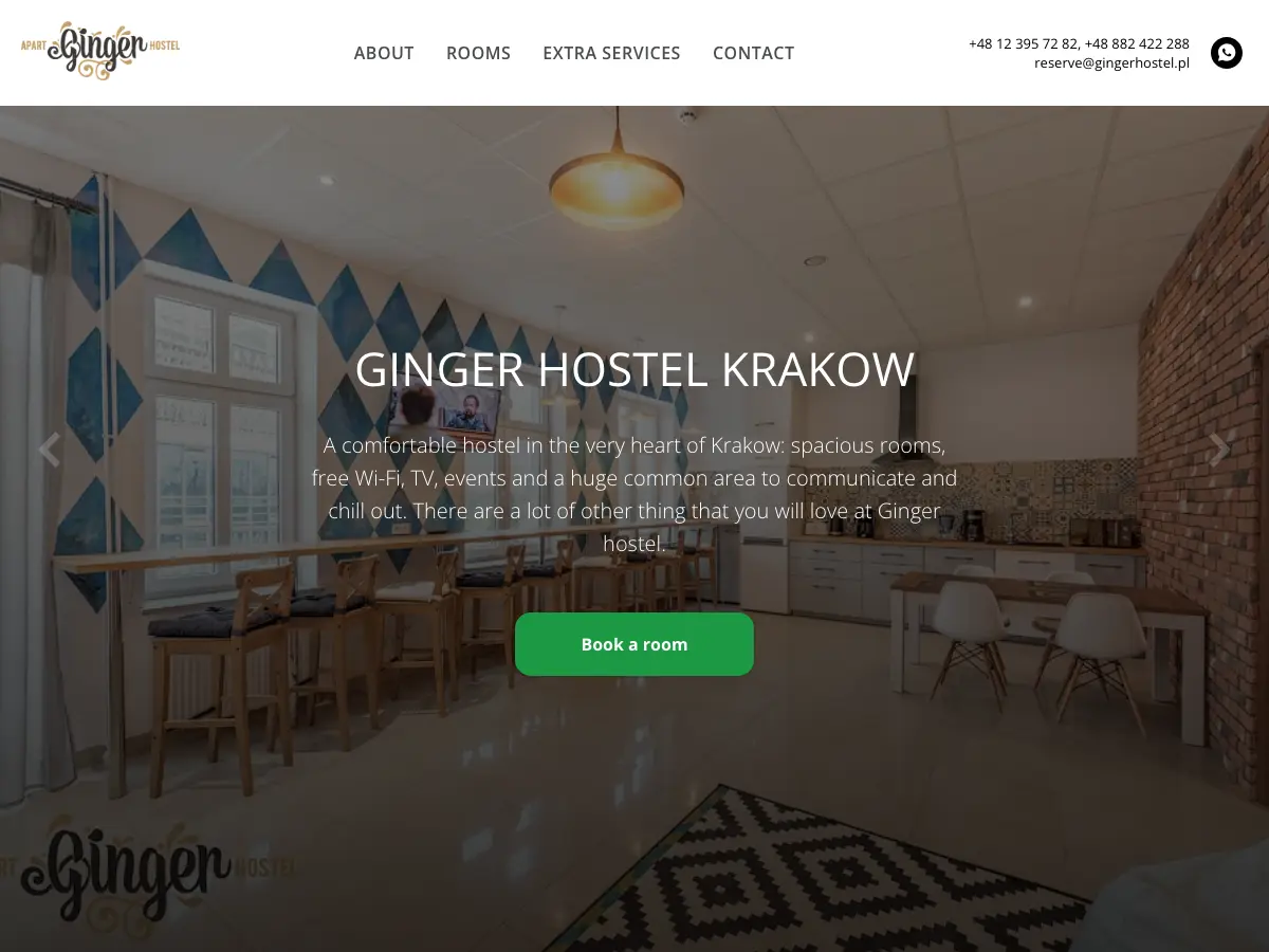 Apart Ginger Hostel's website