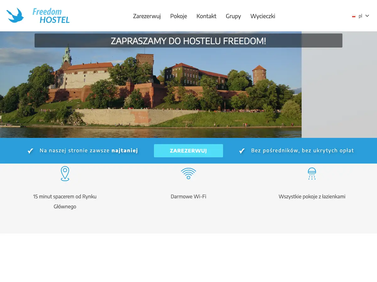 Freedom Hostel's website