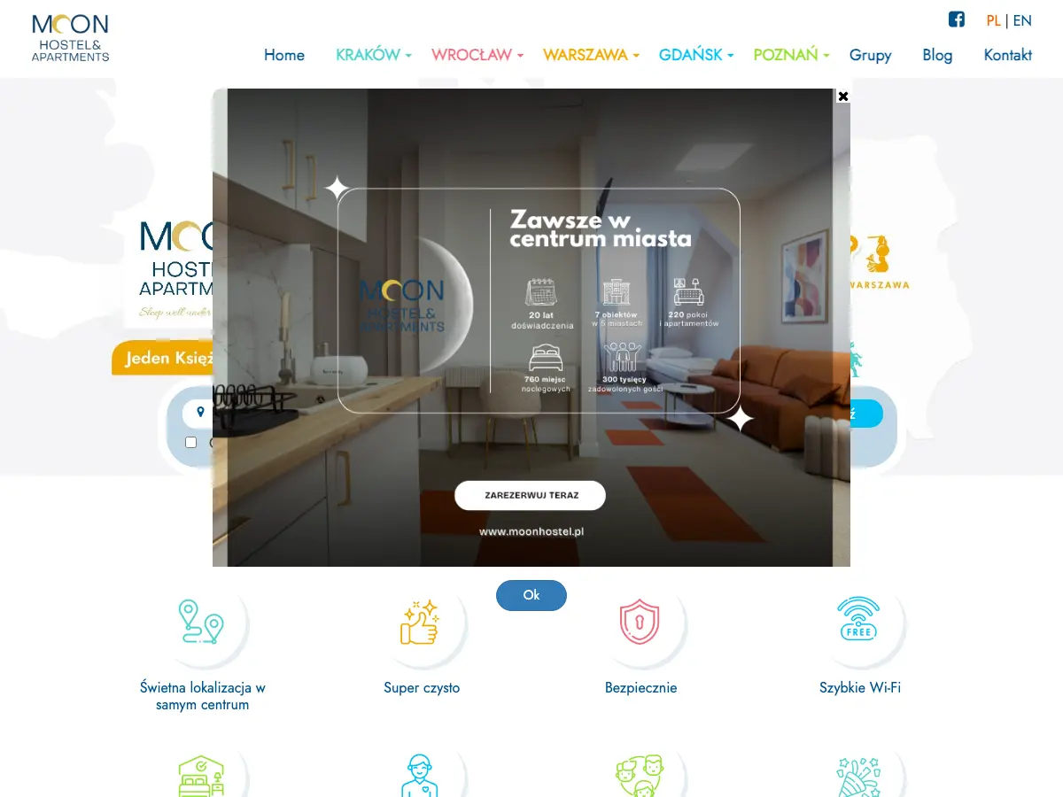 Moon Hostel's website
