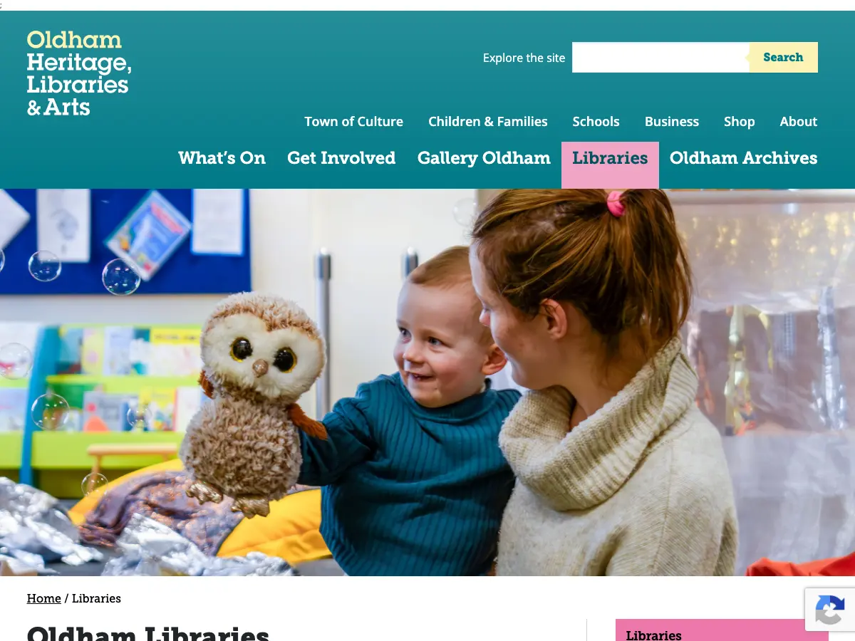 Oldham Library's website