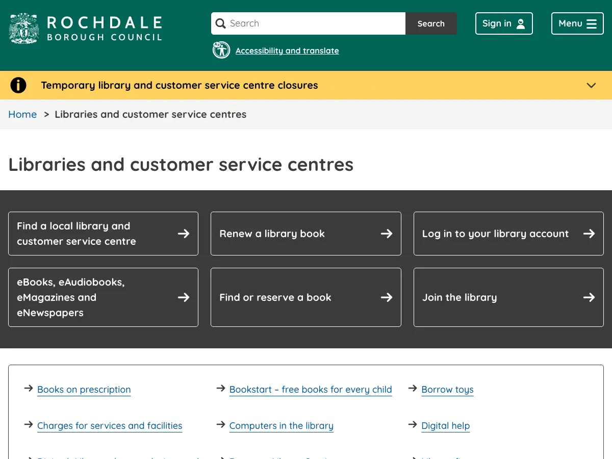 Alkrington Library's website
