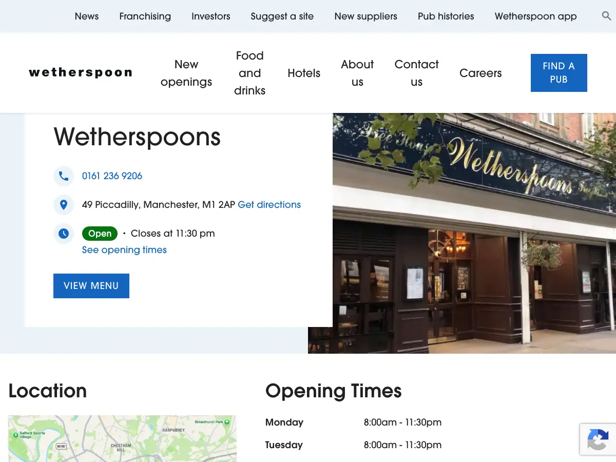 Wetherspoons's website