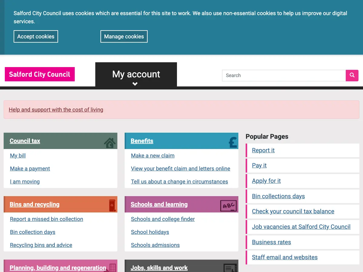 Ordsall Library's website