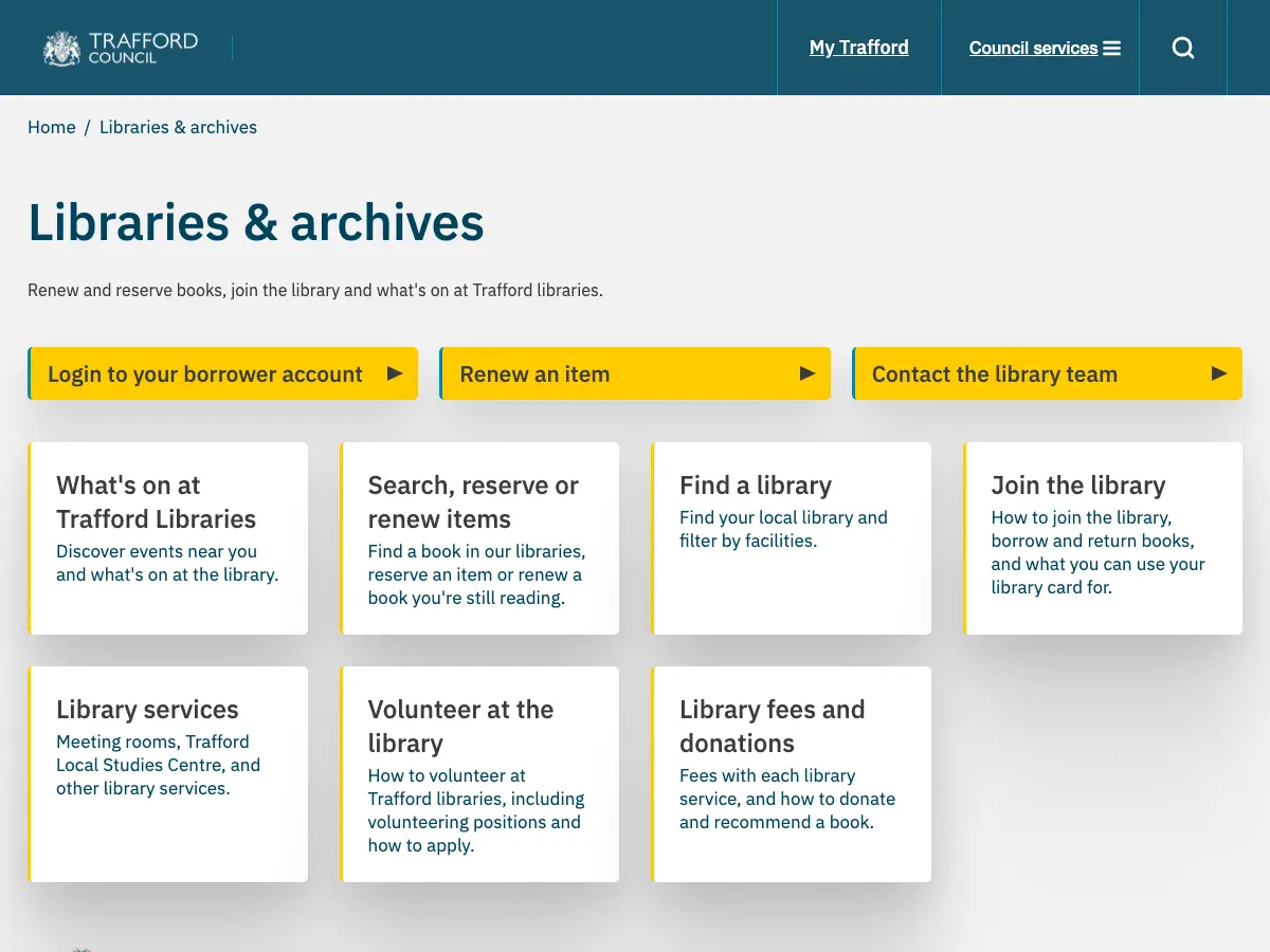 Trafford Libraries's website