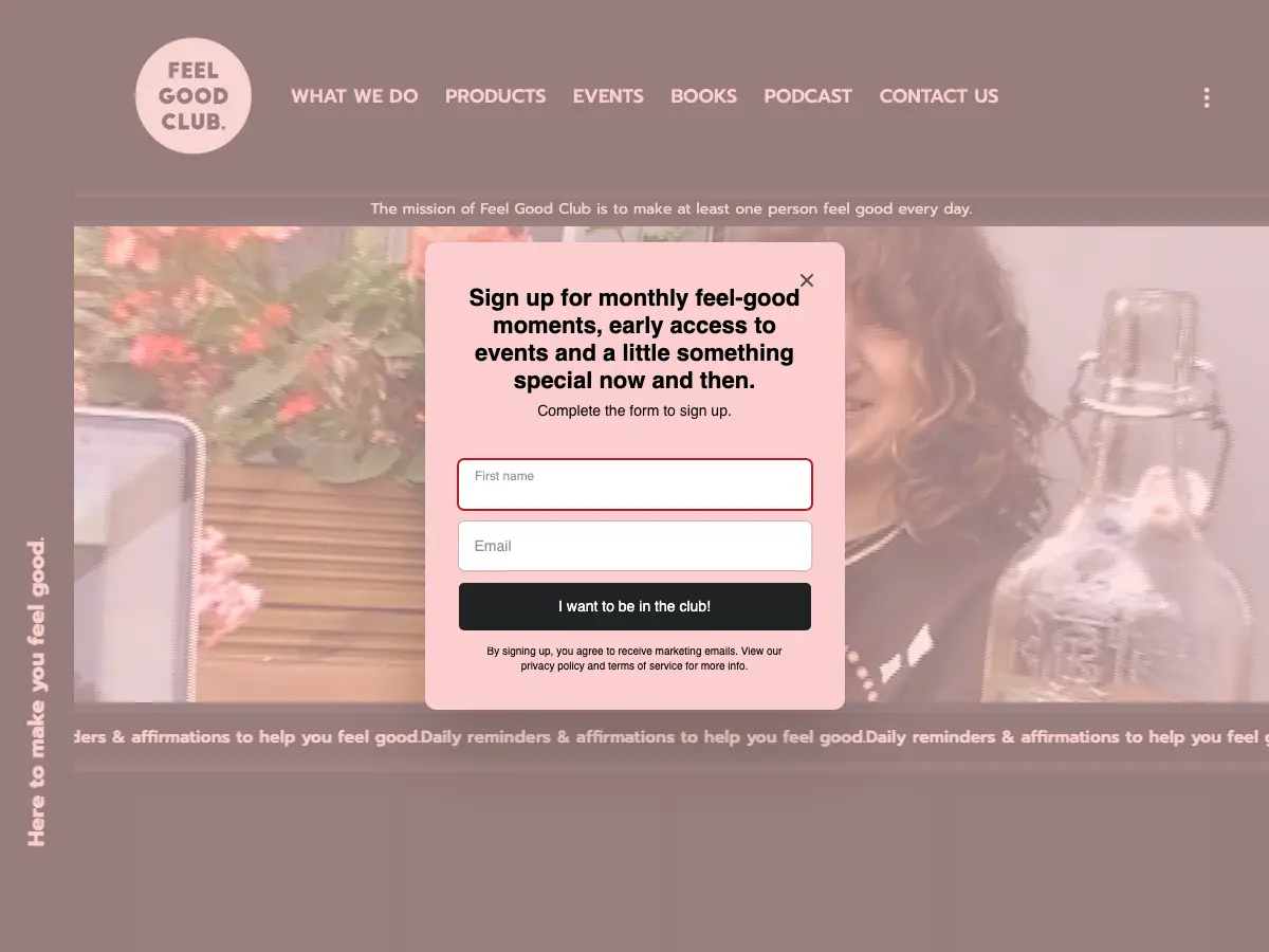 Feel Good Club's website