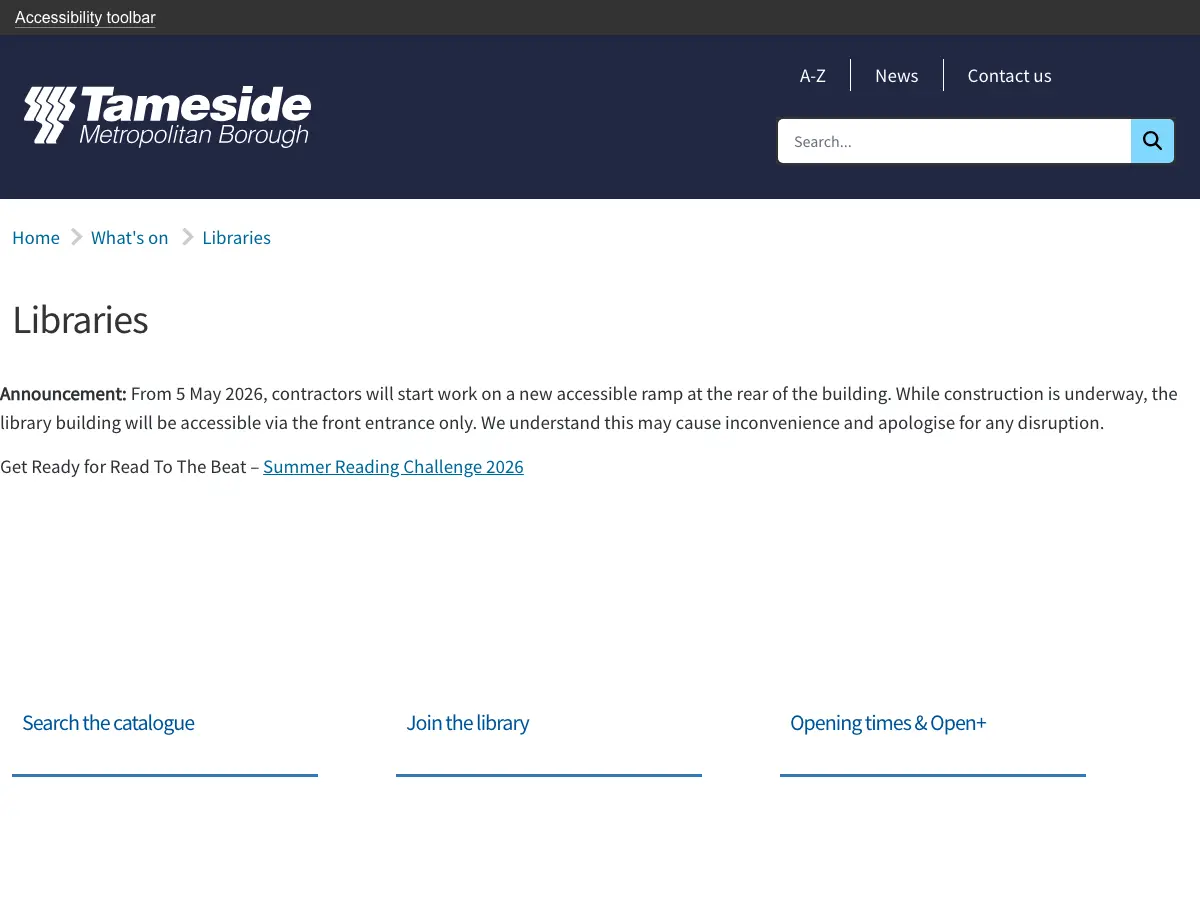 Dukinfield Library's website