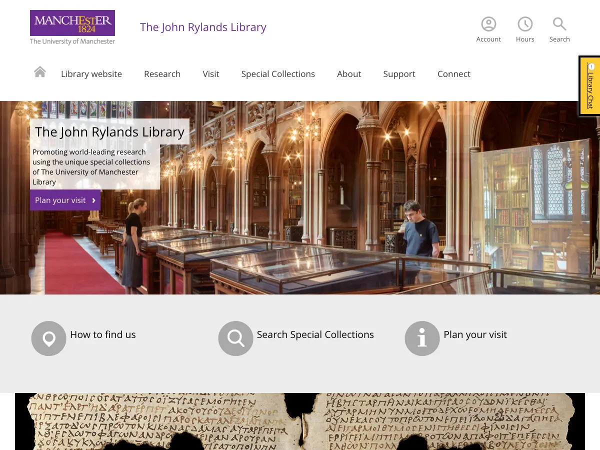 John Rylands Library's website