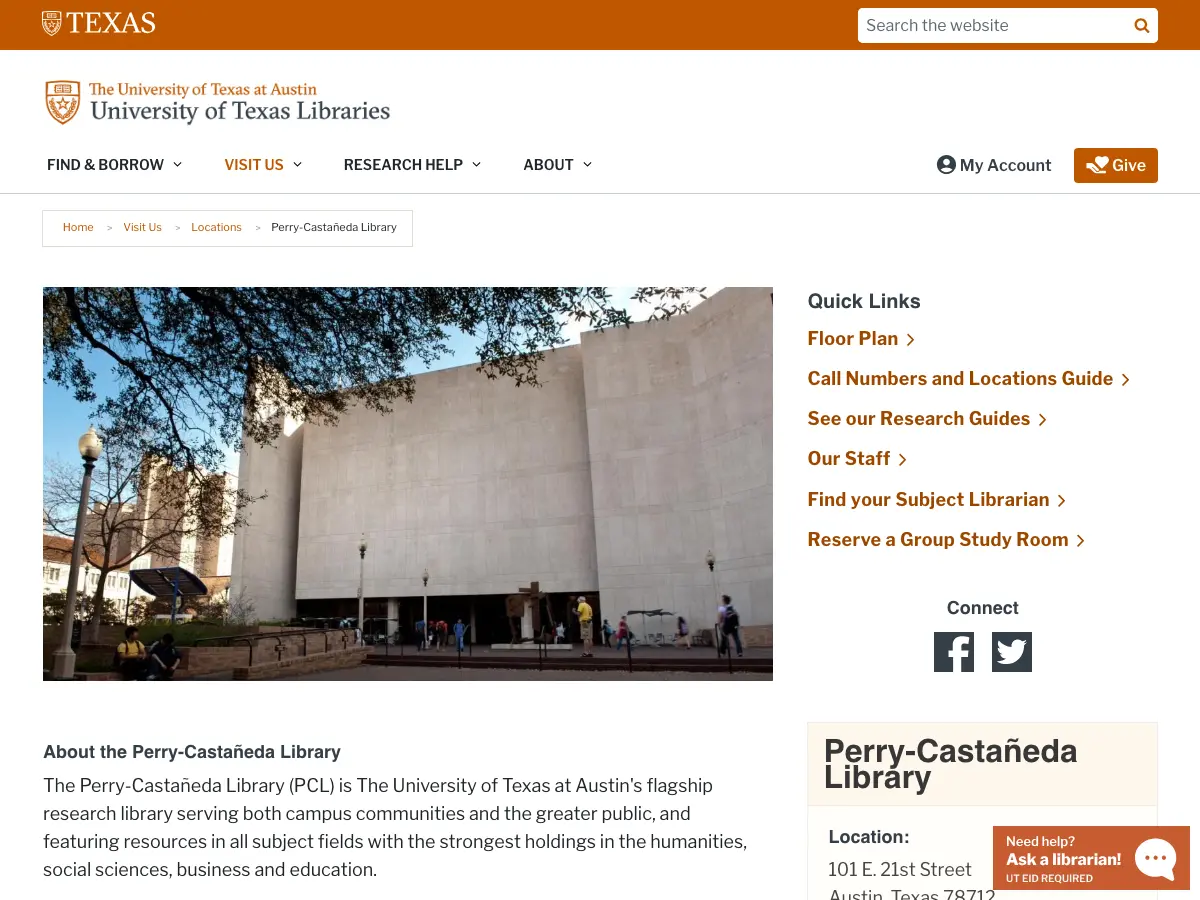 Perry-Castañeda Library's website