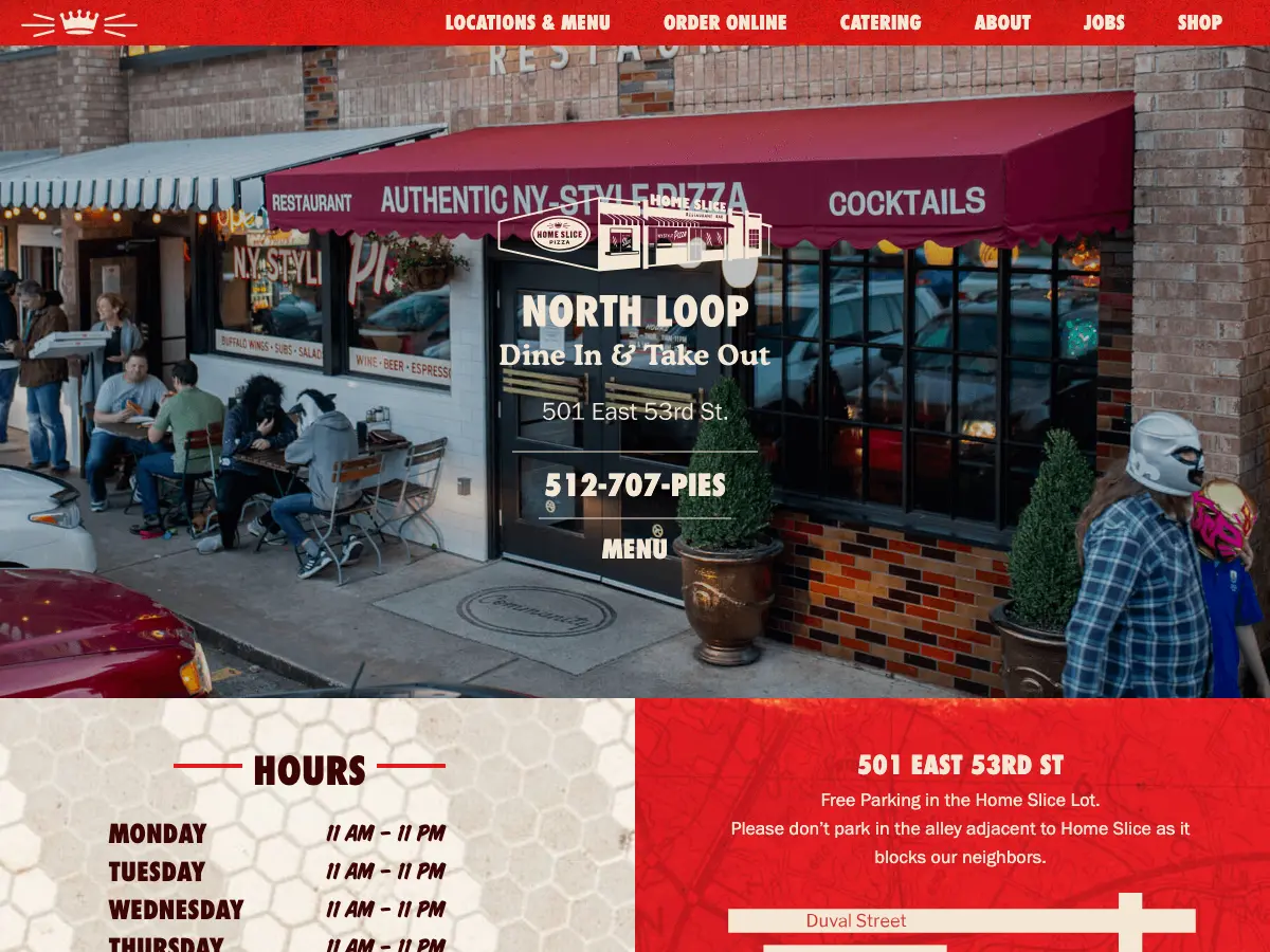 Home Slice Pizza's website