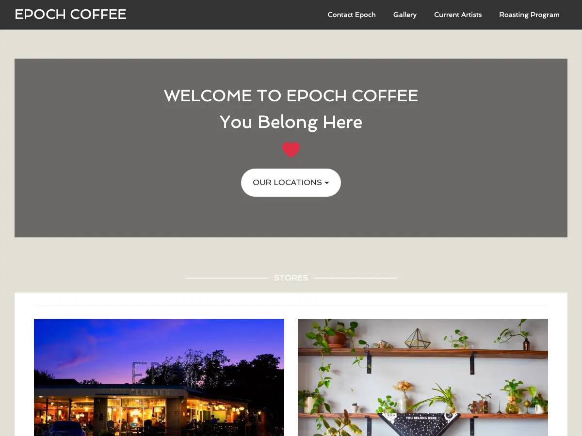 Epoch Coffee's website