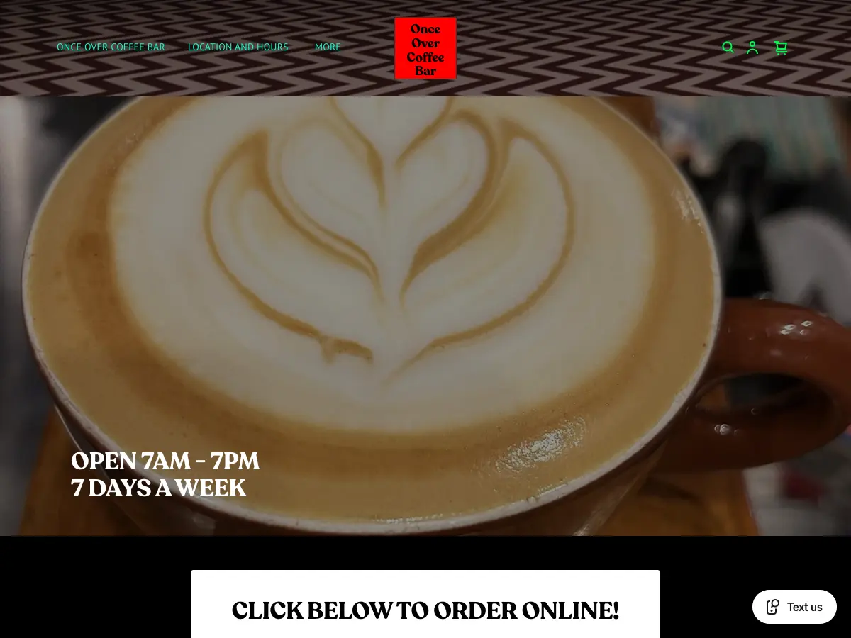 Once Over Coffee Bar's website