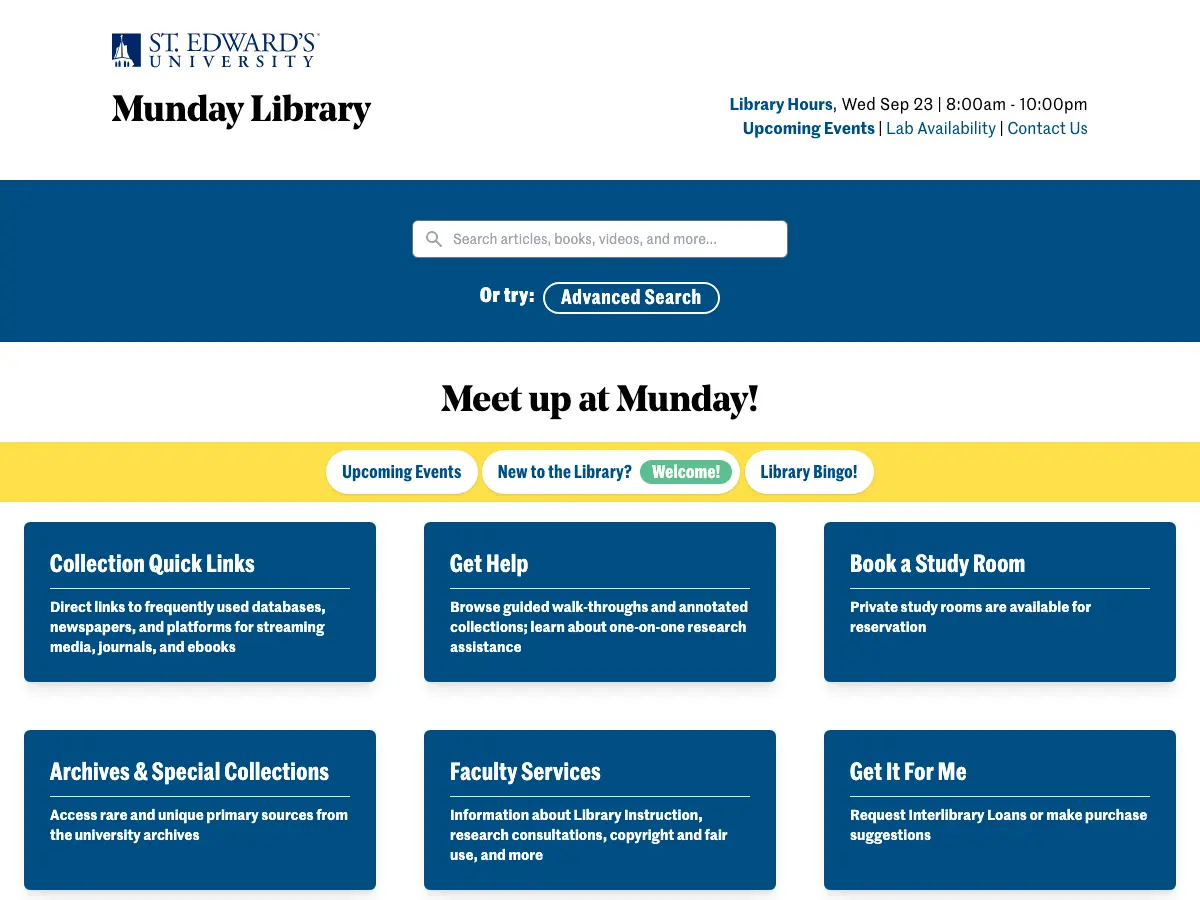 Munday Library's website