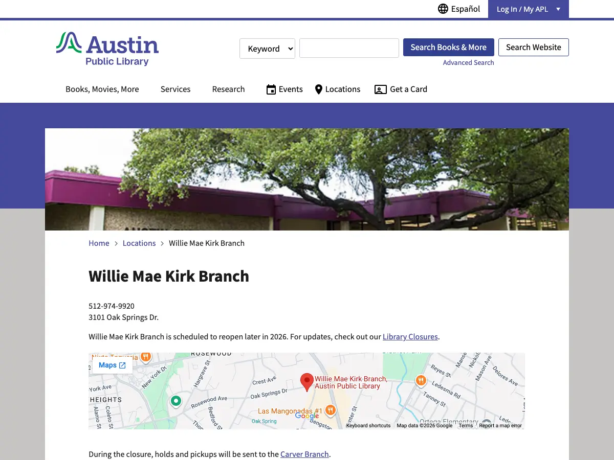 Austin Public Library - Willie Mae Kirk's website