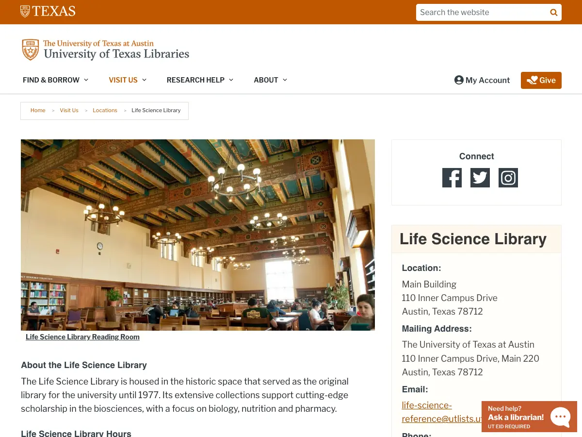 Life Science Library's website