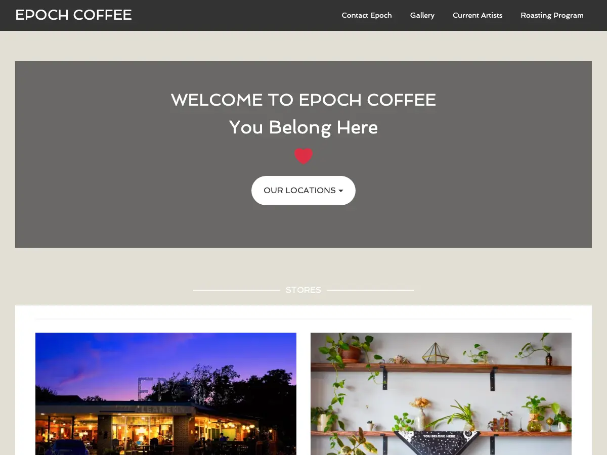 Epoch Coffee's website