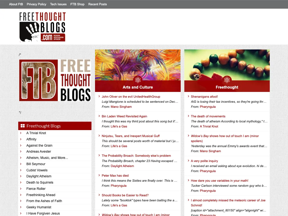 ACA Freethought Library's website