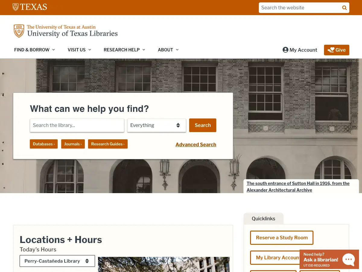 Mckinney Engineering Library's website