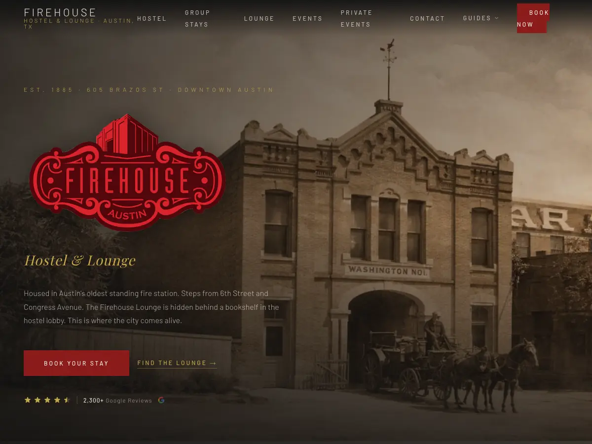 Firehouse Hostel's website