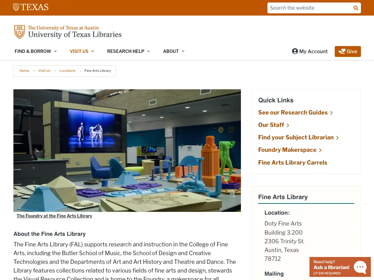 Fine Arts Library's website