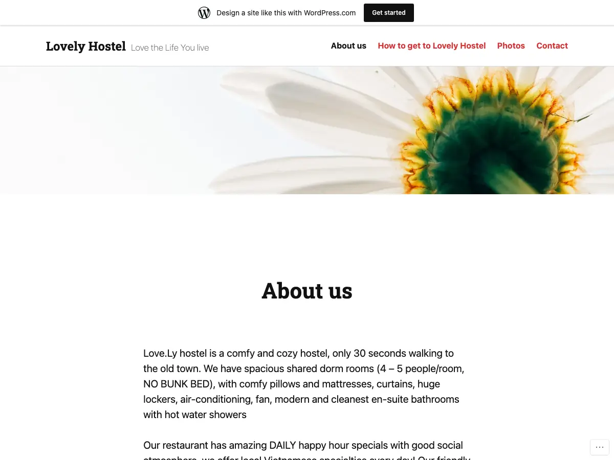Hoi An Love.Ly Hostel's website