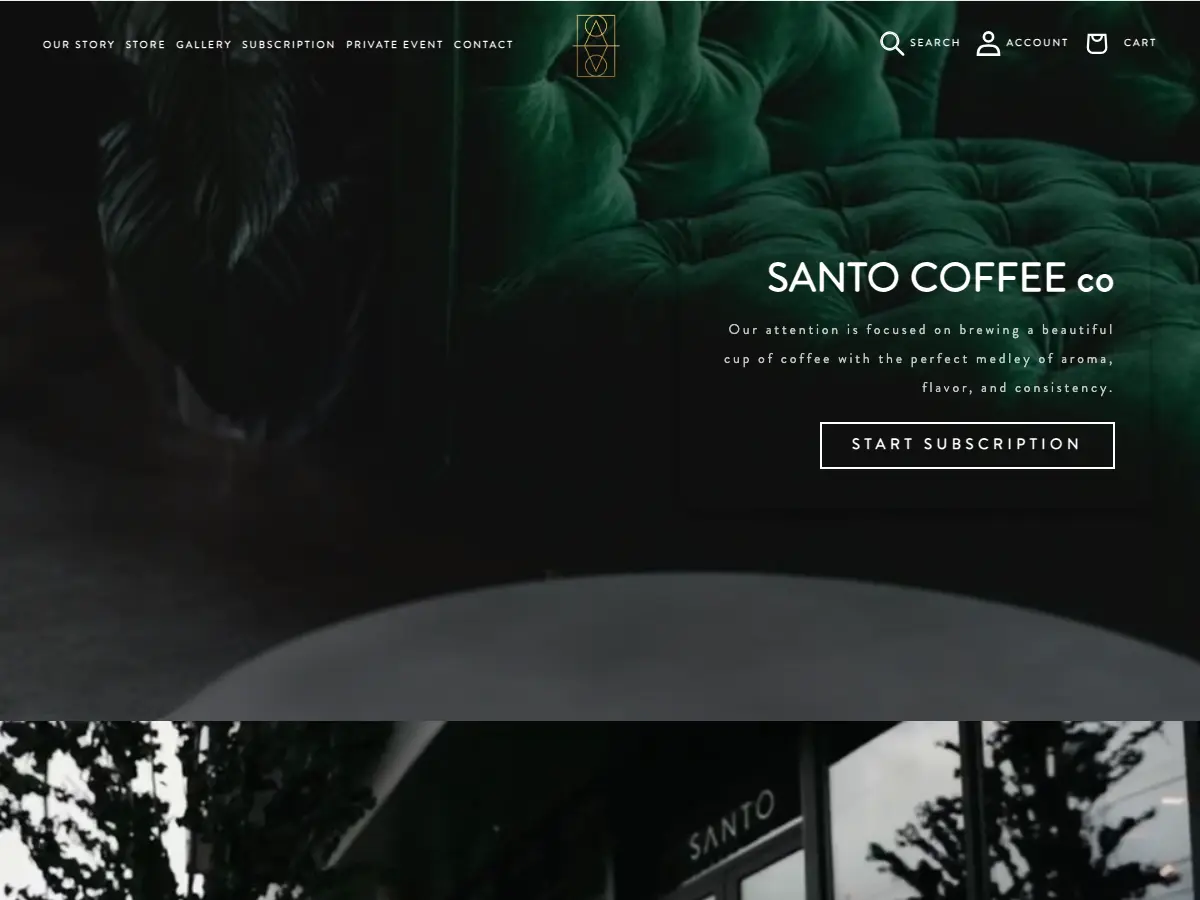Santo Coffee Co.'s website