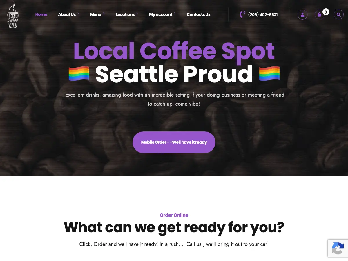 Local Coffee Spot's website