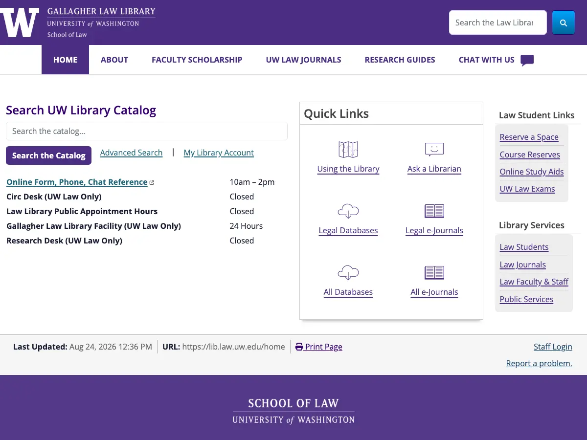 Gallagher Law Library's website