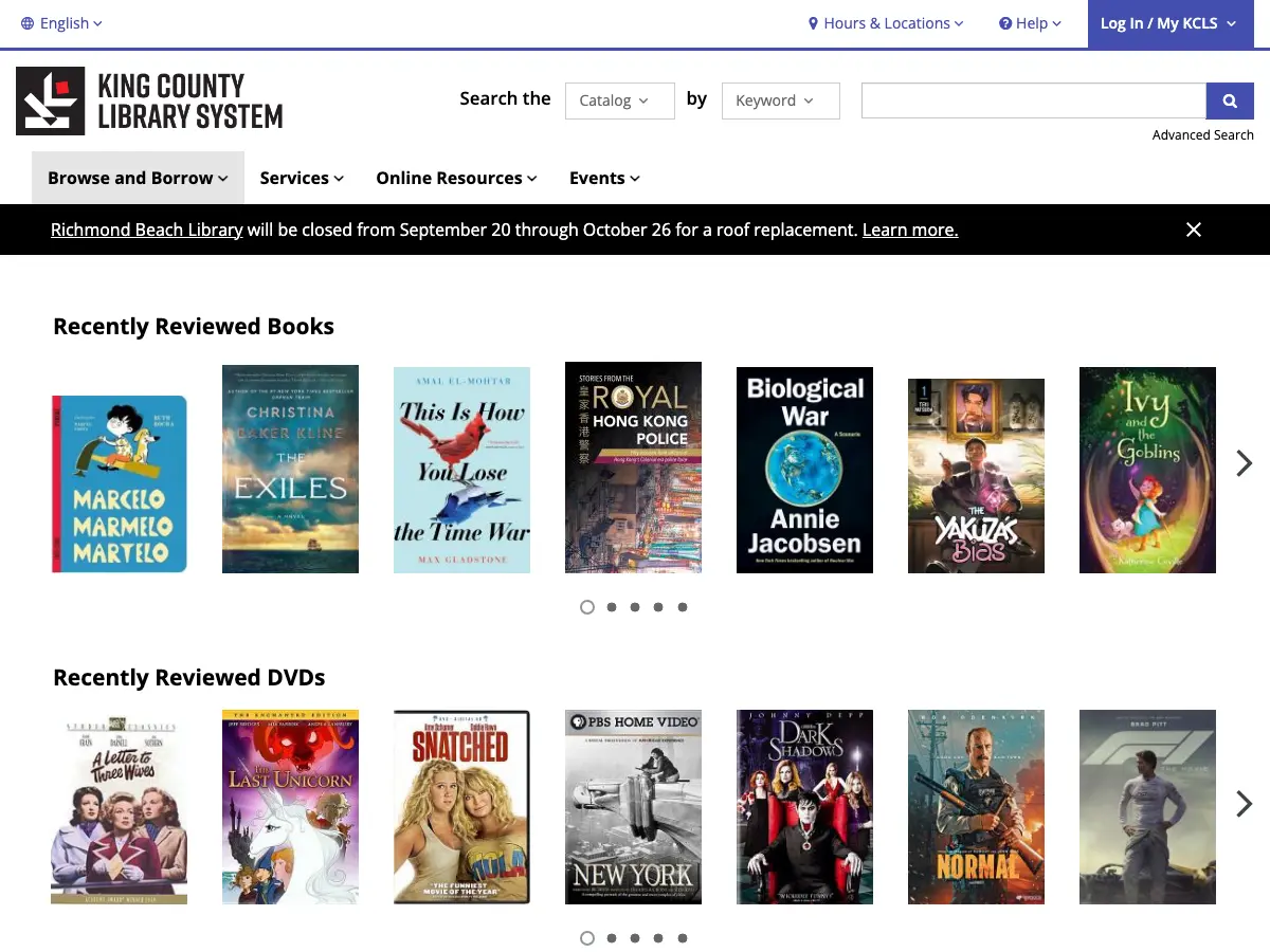 Mercer Island Library's website