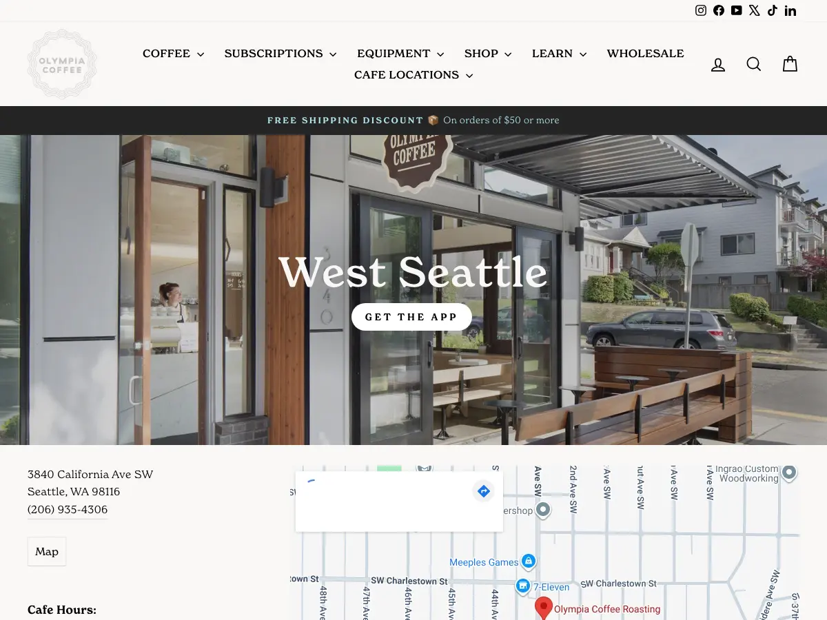 Olympia Coffee's website