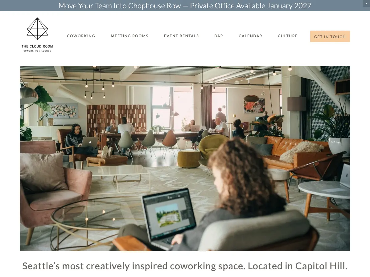 The Cloud Room Coworking Space's website