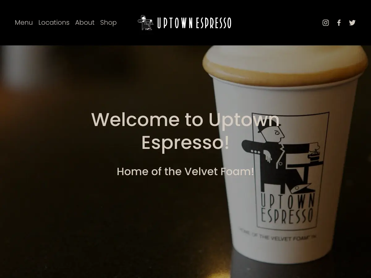 Uptown Espresso's website