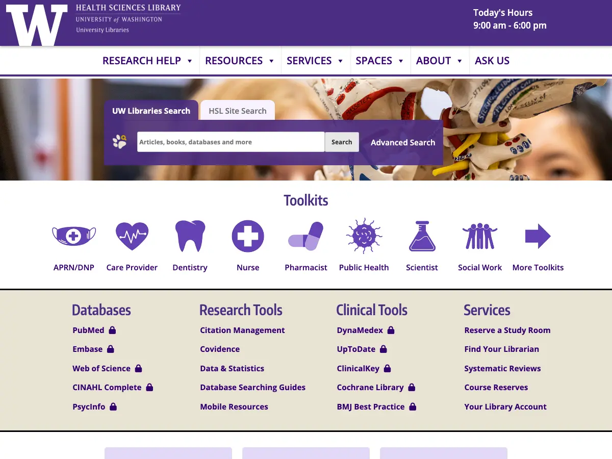 Health Sciences Library's website