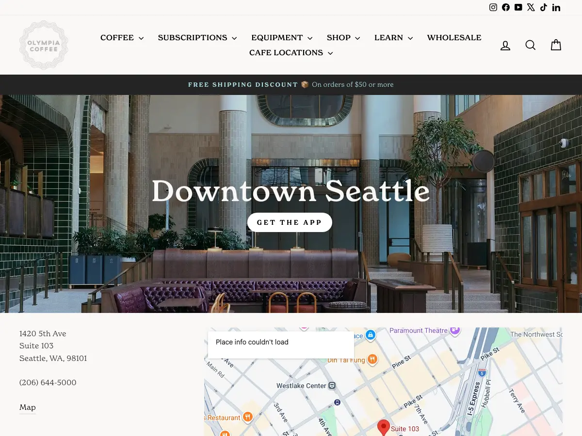 Olympia Coffee's website