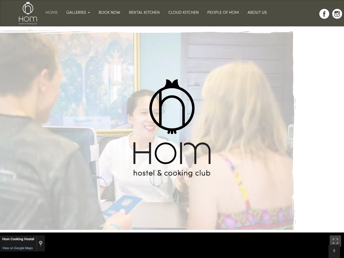 Hom Hostel & Cloud Kitchen's website