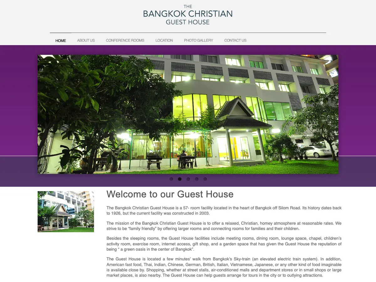 Bangkok Christian Guest House's website
