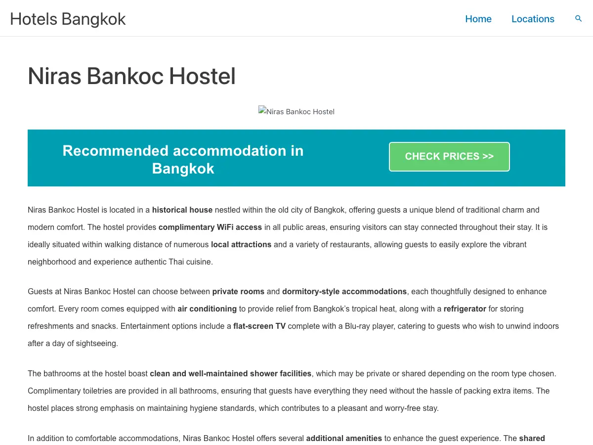 Niras Bankoc Cultural Hostel's website