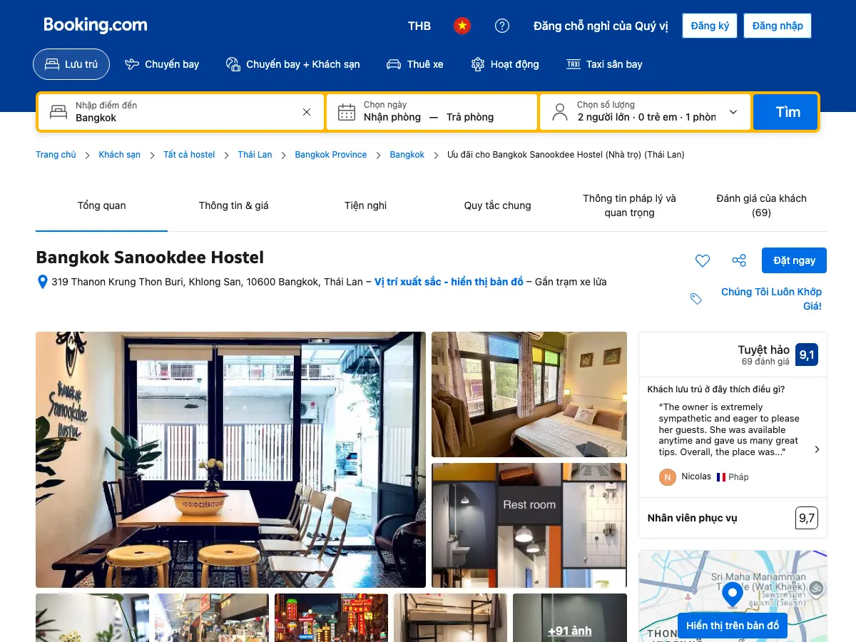 Bangkok Sanookdee Hostel's website
