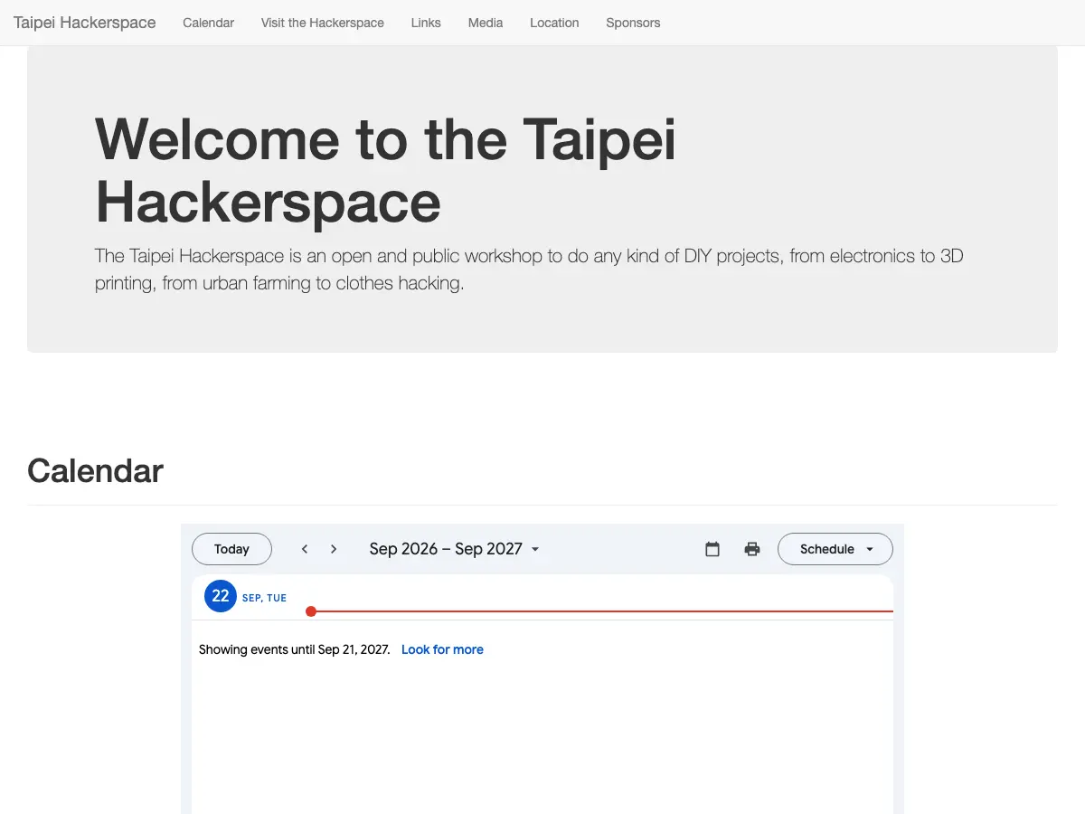 Taipei Hackerspace's website