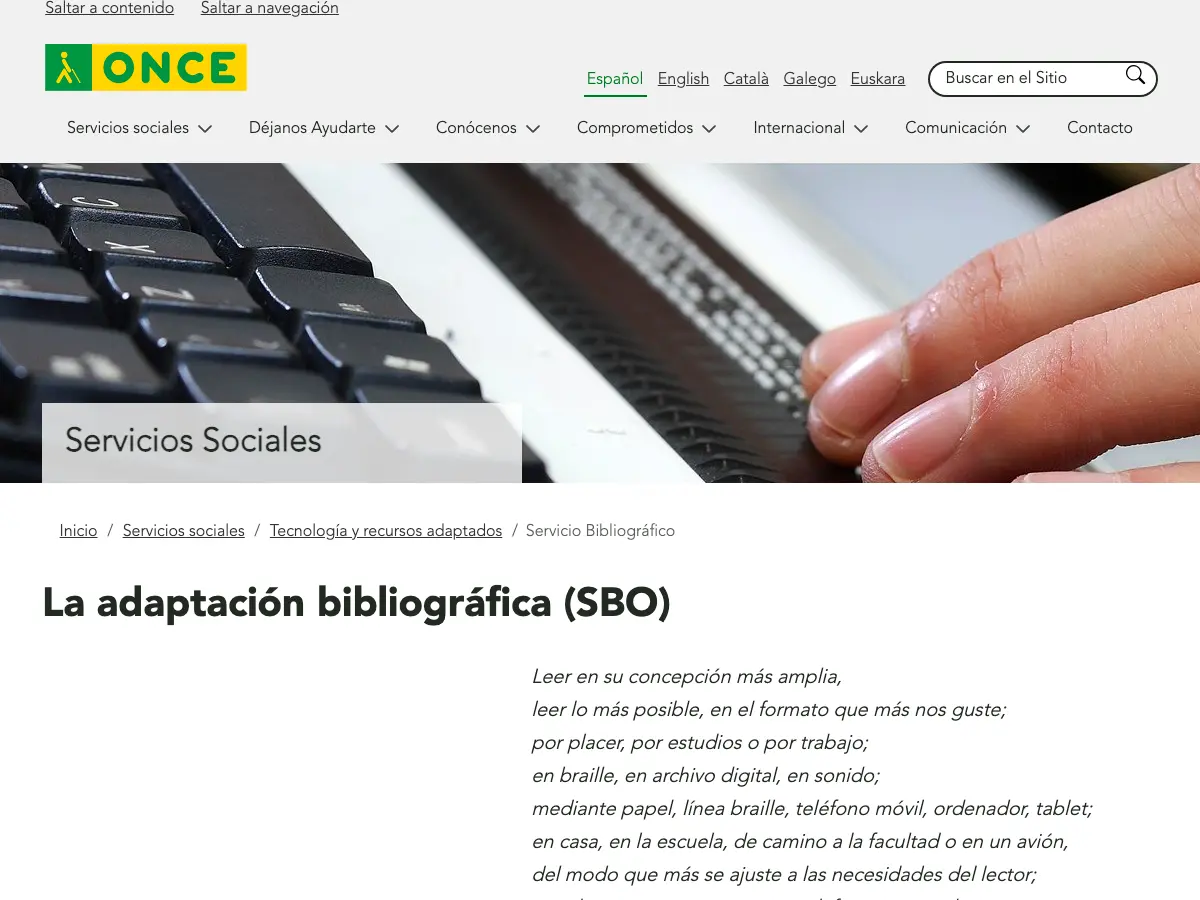 Servicio Bibliográfico de la ONCE's website