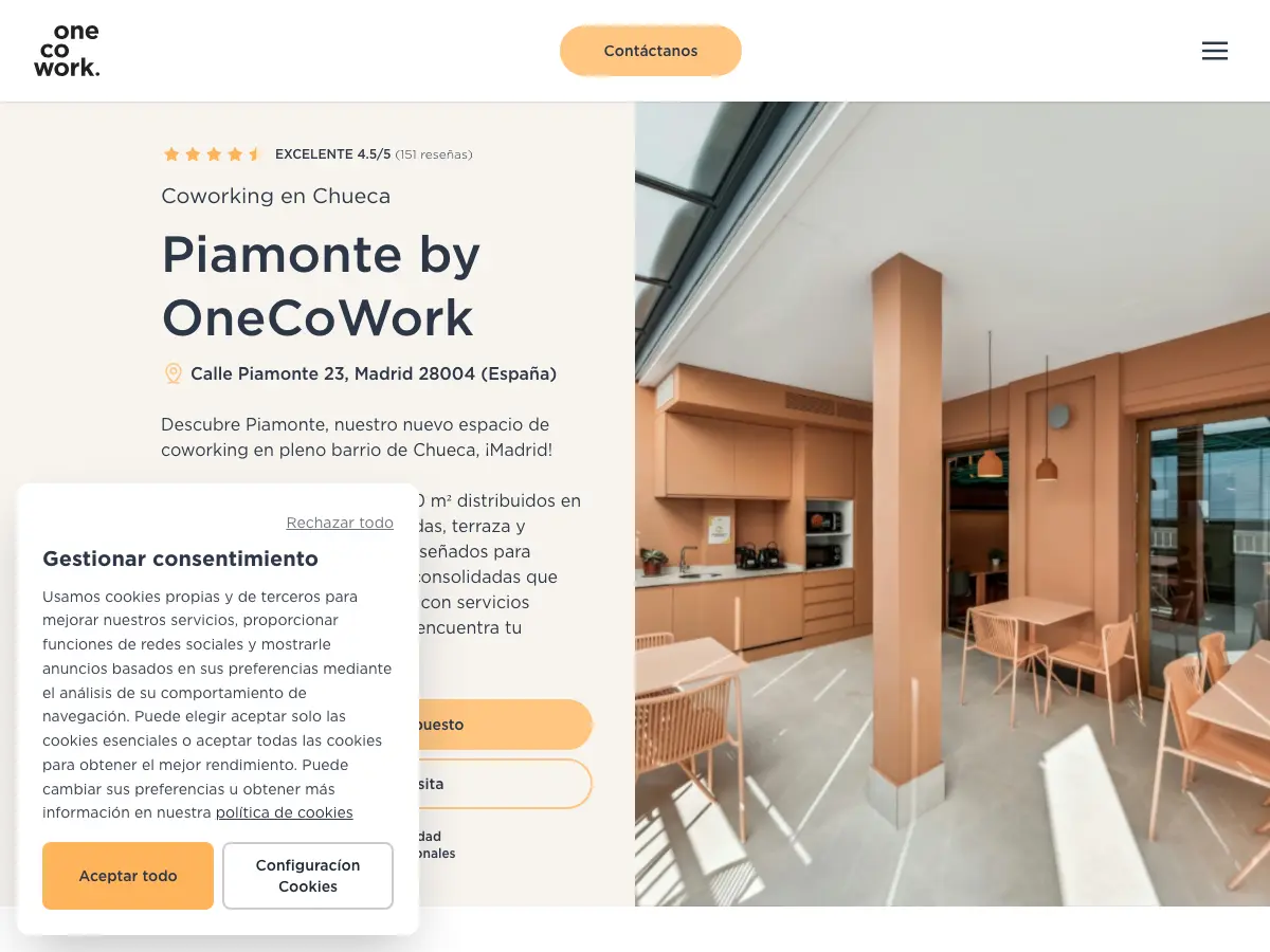 Piamonte by OneCoWork | Coworking en Chueca's website