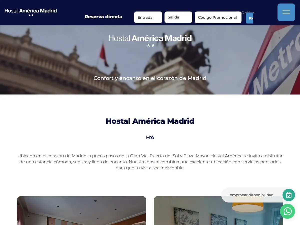 Hostal America's website