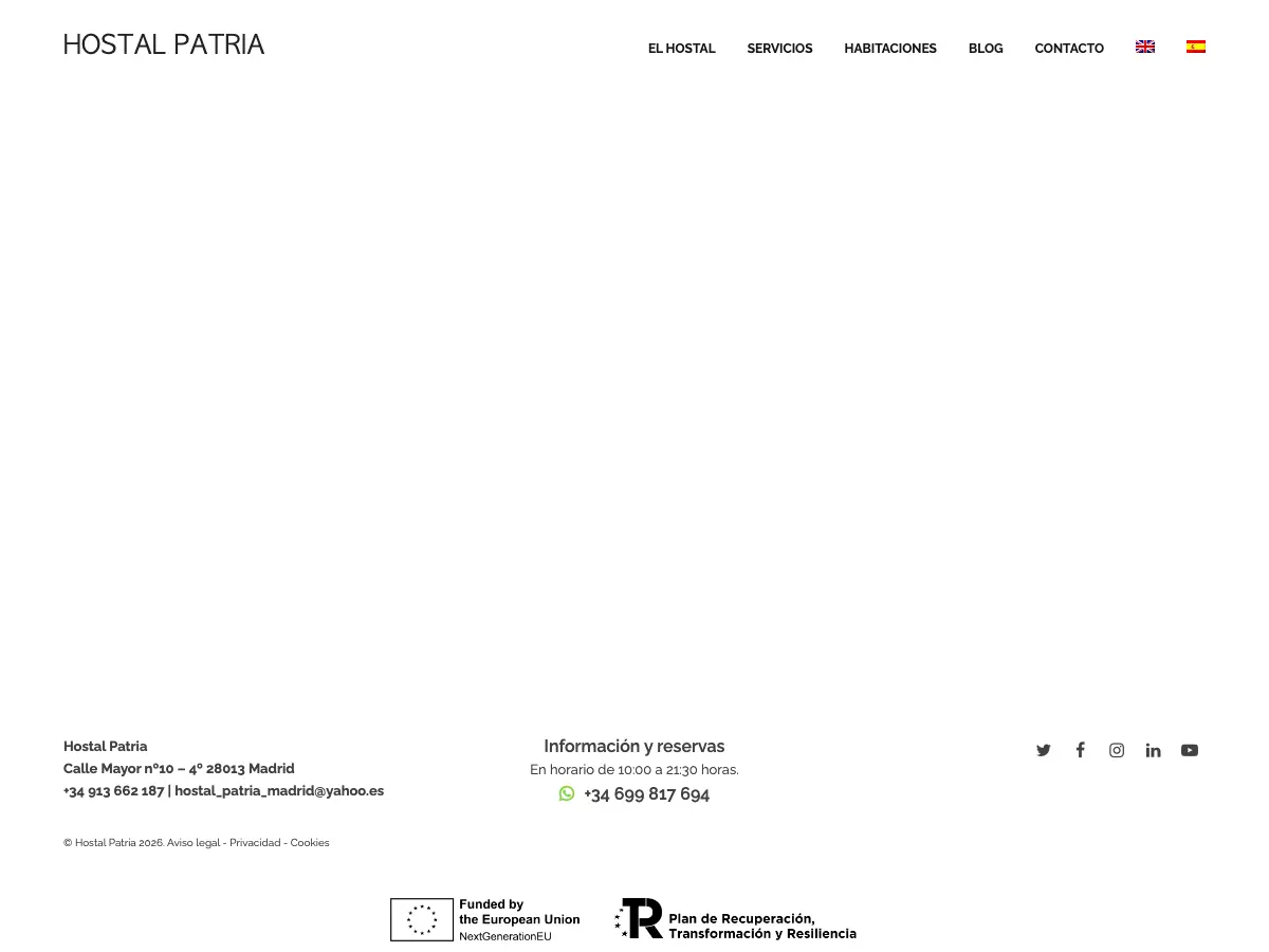 Hostal Patria's website