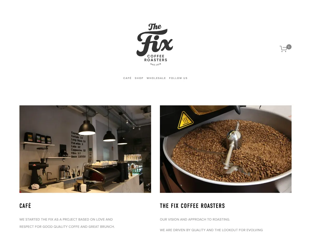 The Fix - Café de Especialidad's website