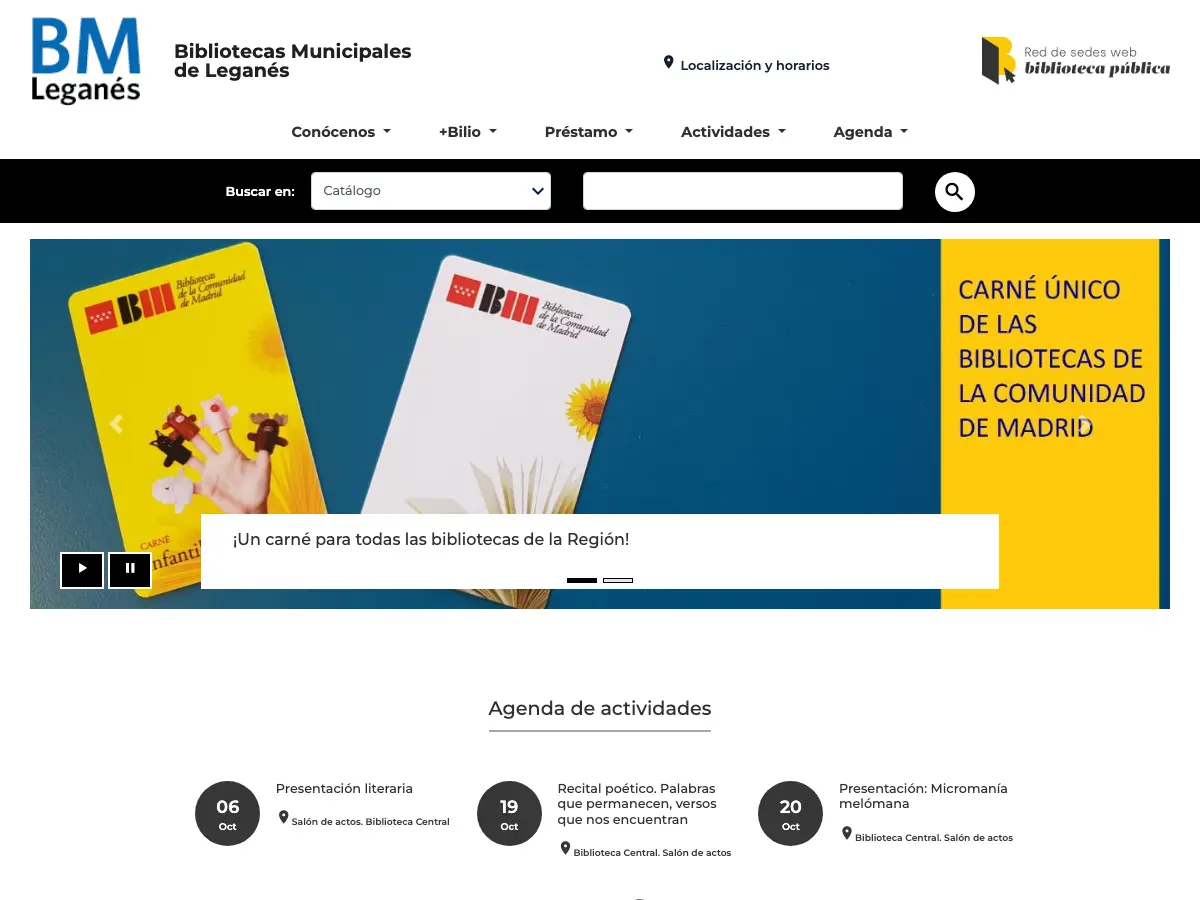 Biblioteca Central y Archivo municipal de Leganés's website