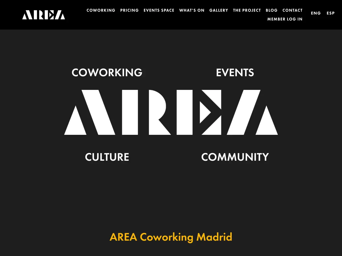 Área Coworking's website