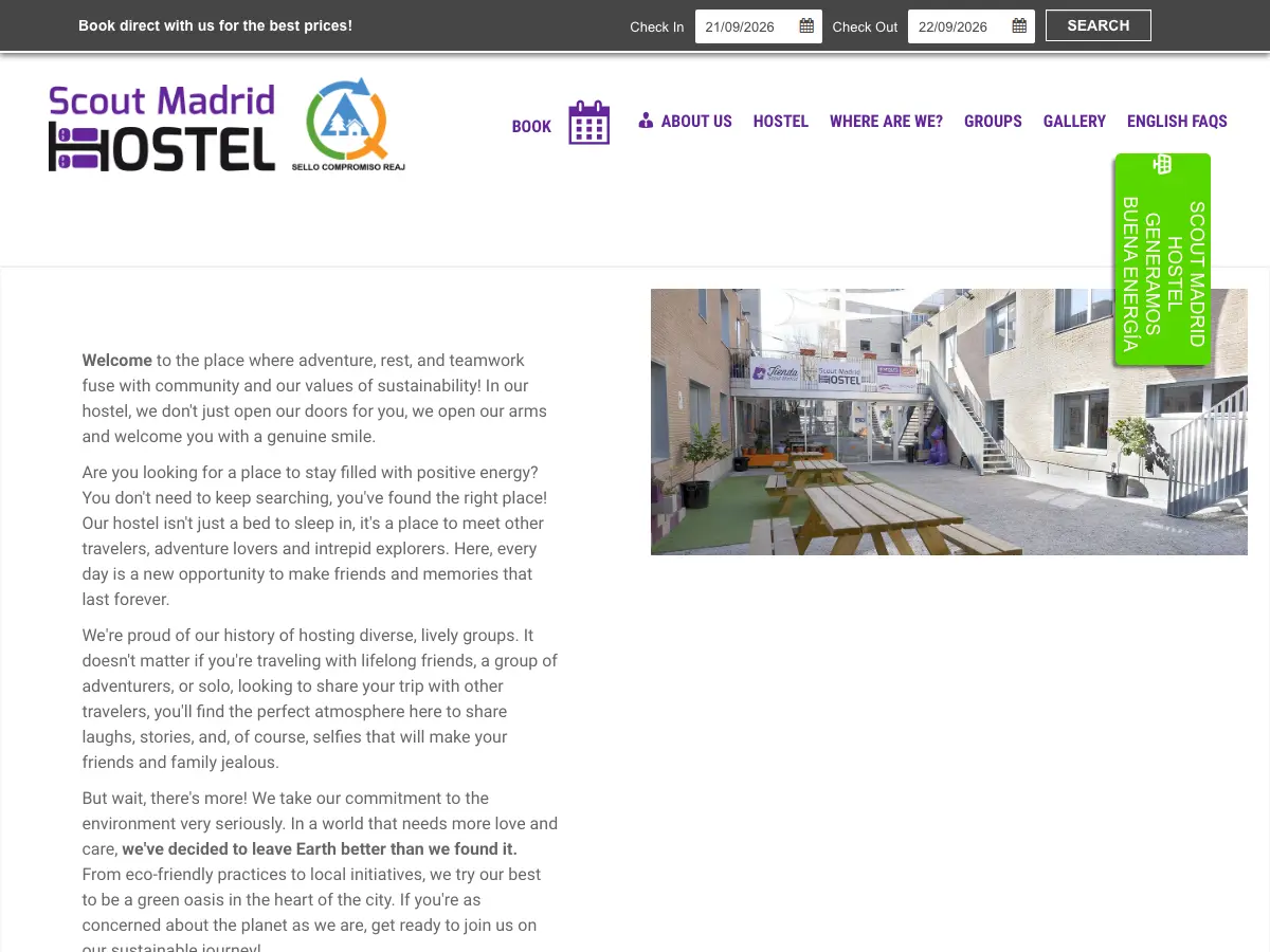 Scout Madrid Hostel's website